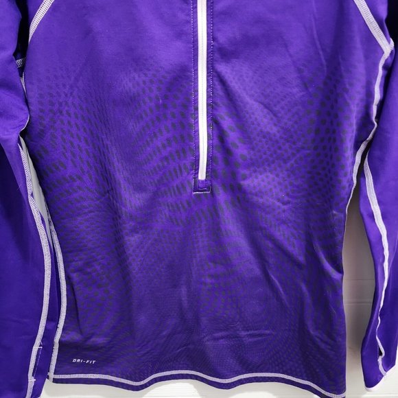 Nike Pro Women's Dri Fit Long Sleeve Fitted Half Zip Pullover Top Purple Size M - Picture 4 of 13